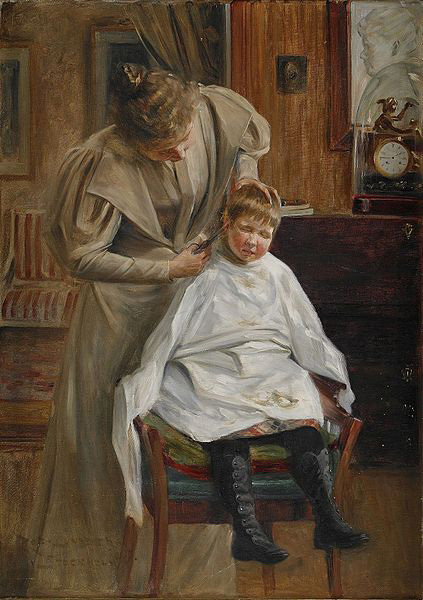 Robert Lundberg Mother cutting the hair